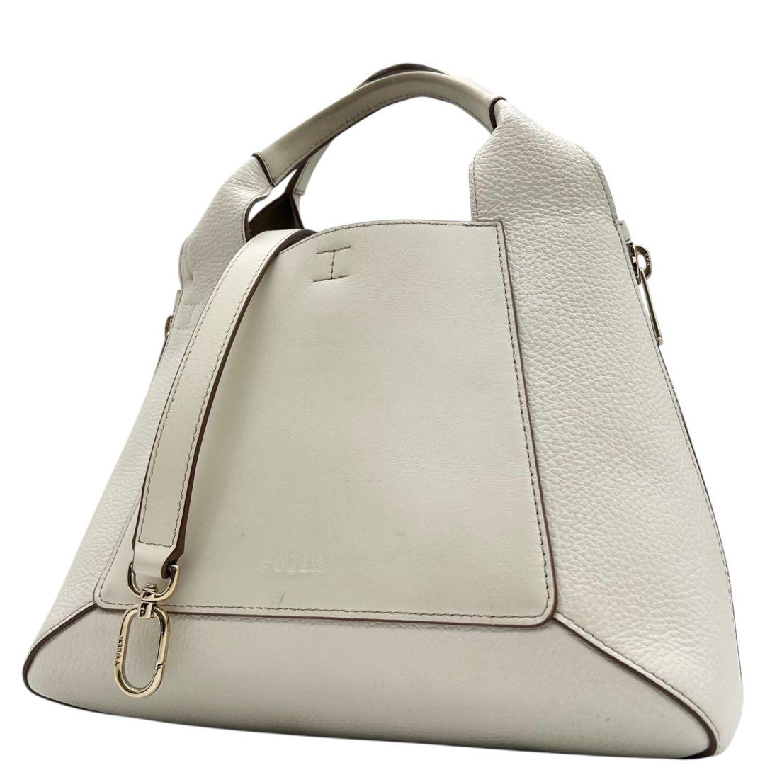 良品　FURLA　フルラ　ジルダ　ショルダーバッグ　2way　レザー　ロゴ　白