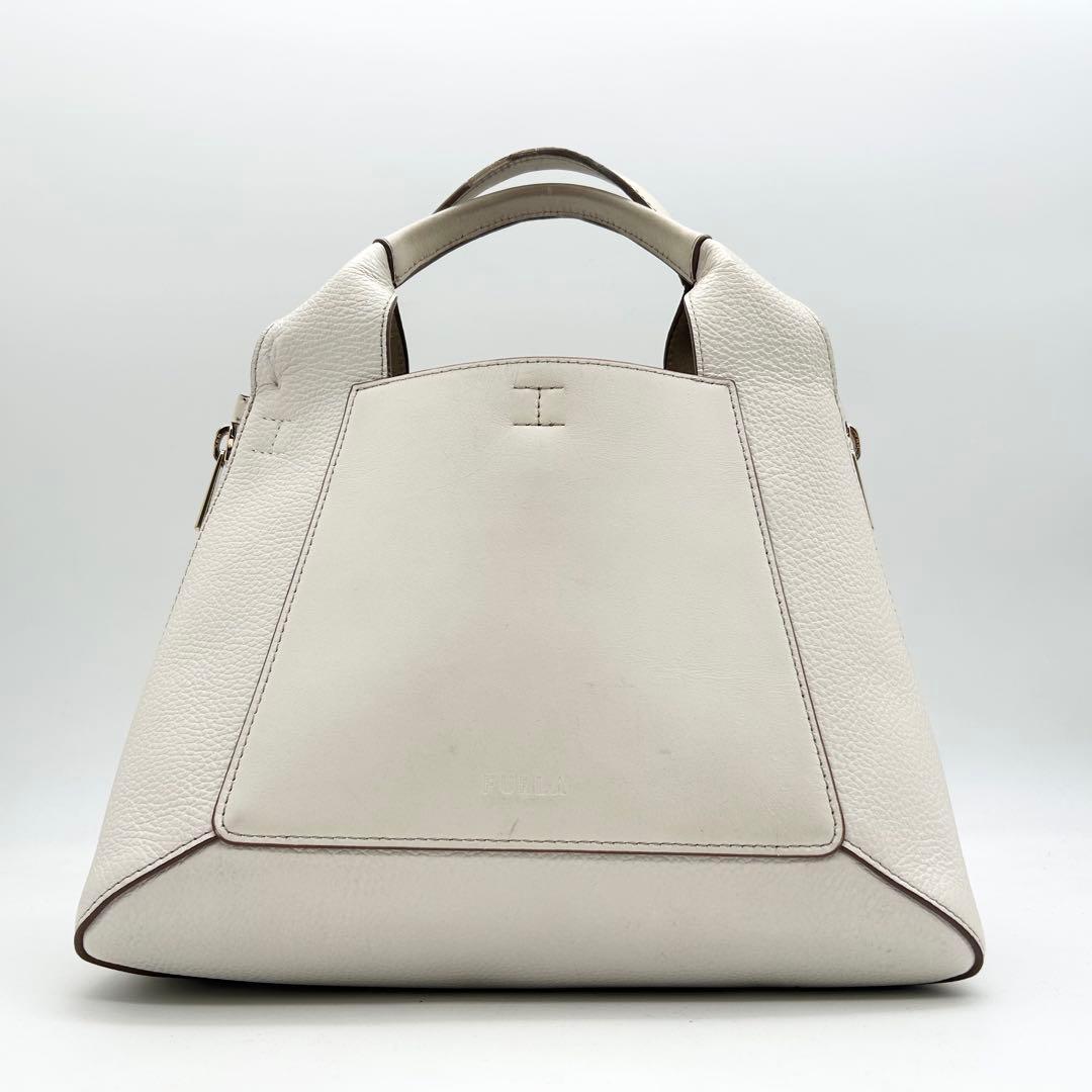 良品　FURLA　フルラ　ジルダ　ショルダーバッグ　2way　レザー　ロゴ　白