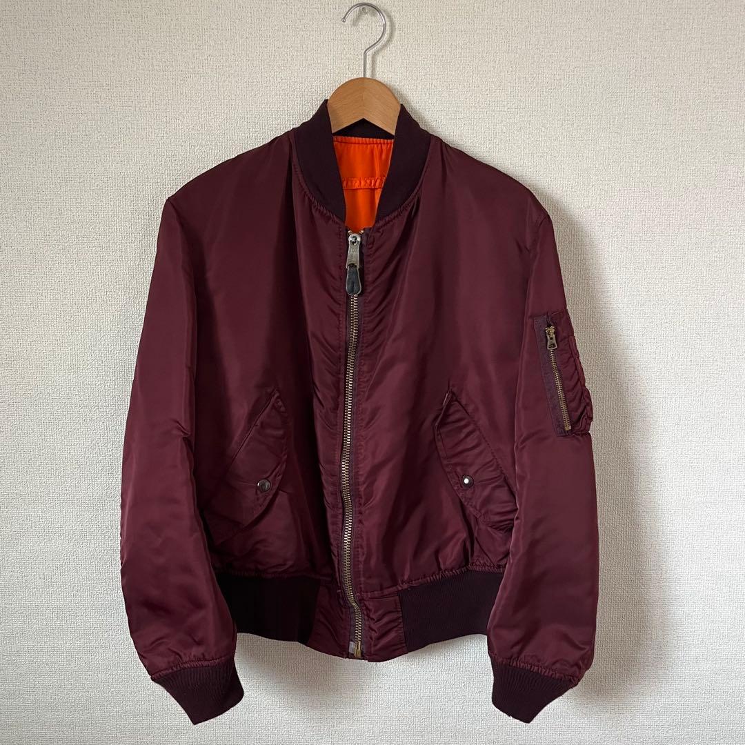 80s alpha MA-1 ボルドー アルファ3本線タグ Mアメリカ製