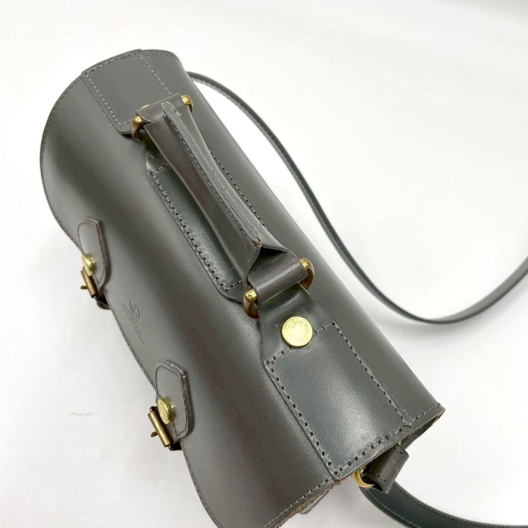 【極美品】GLEN グレンロイヤル ショルダーバッグ グレー レザー