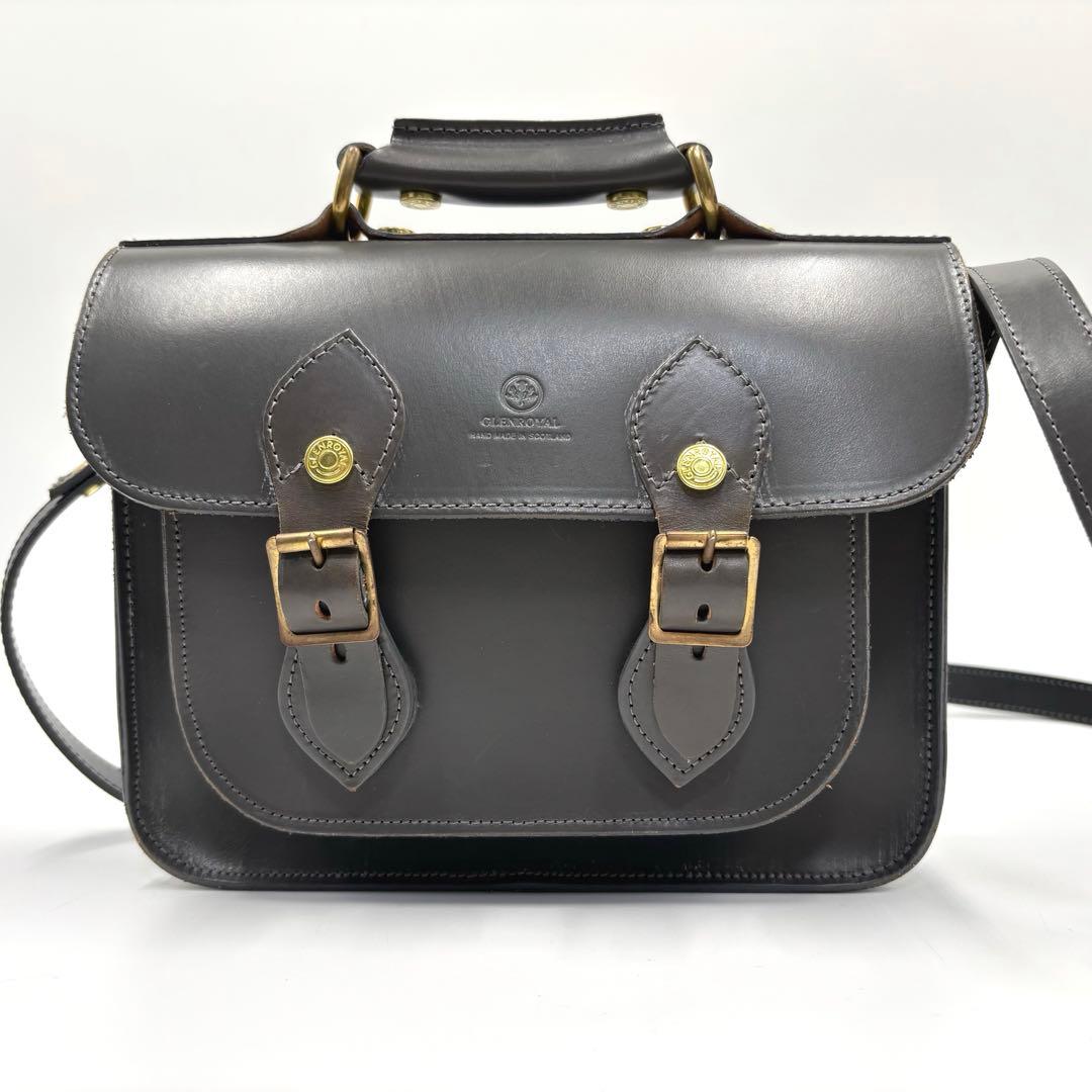 【極美品】GLEN グレンロイヤル ショルダーバッグ グレー レザー