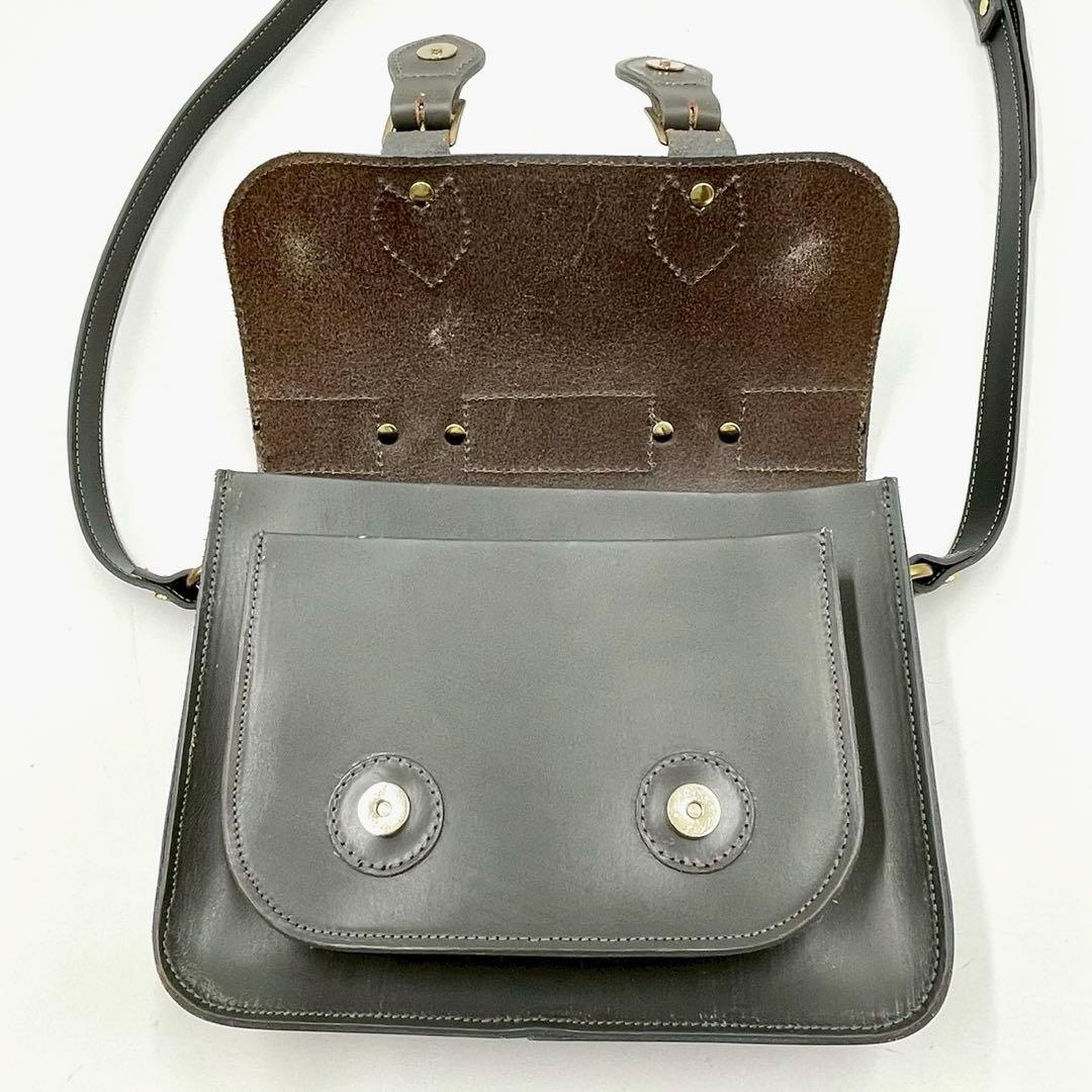 【極美品】GLEN グレンロイヤル ショルダーバッグ グレー レザー