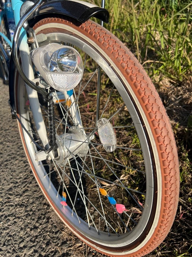 名古屋市内お届け無料22インチジュニアサイクル青い子供用自転車 バスケット付き