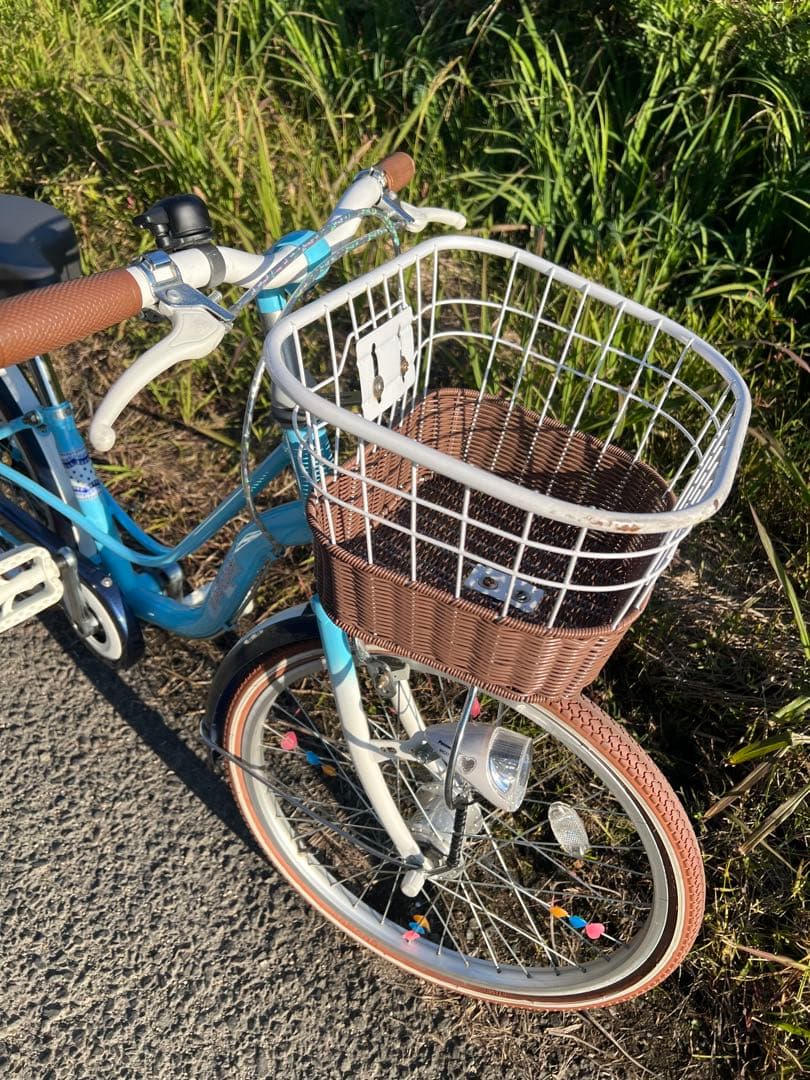 名古屋市内お届け無料22インチジュニアサイクル青い子供用自転車 バスケット付き