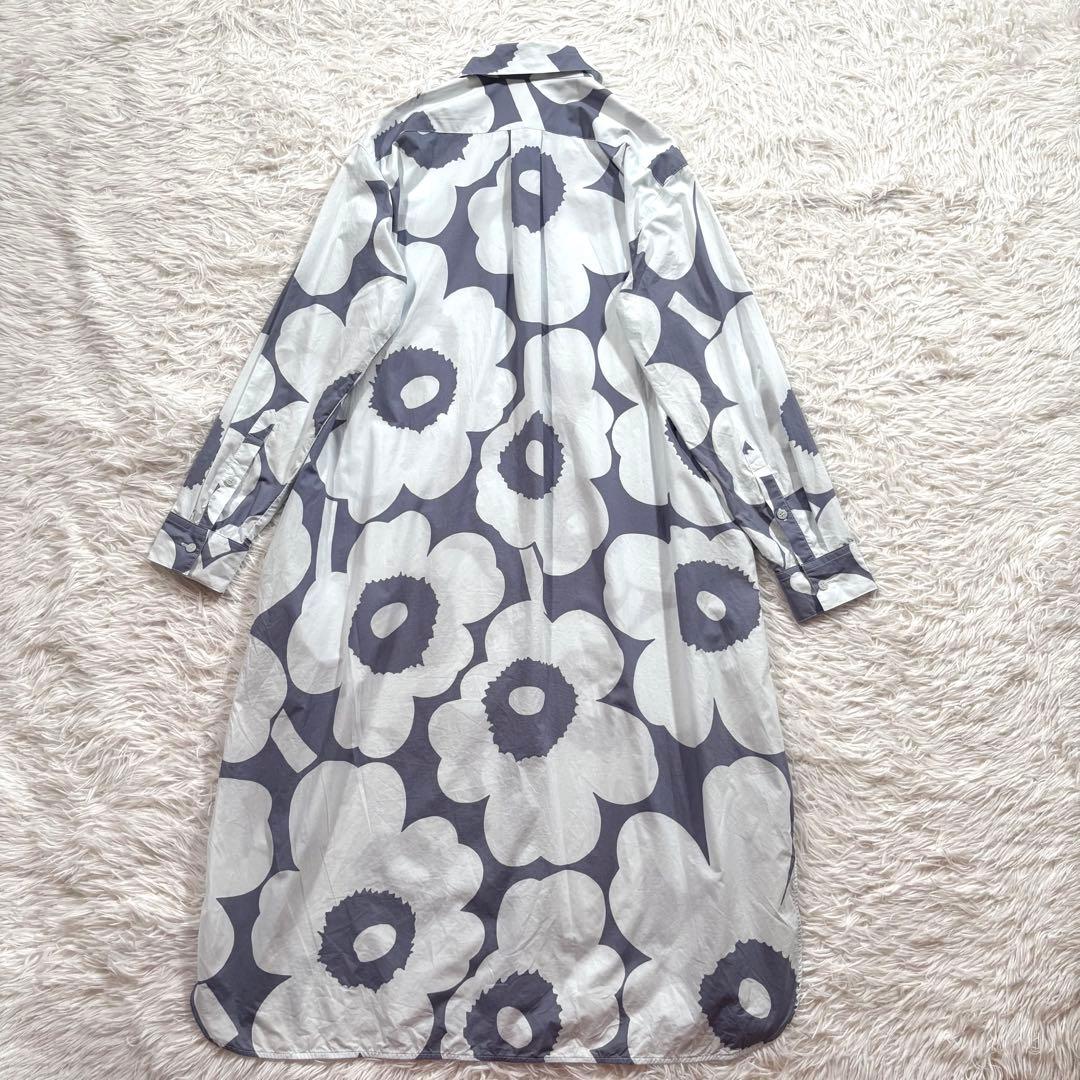 marimekko マリメッコ　シャツワンピース　ウニッコ　ライトブルー