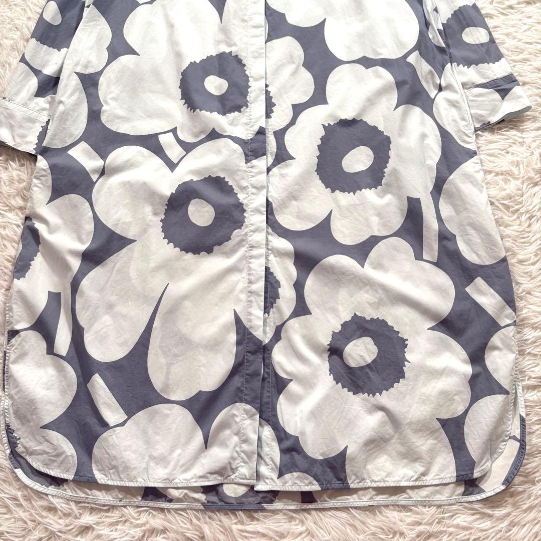 marimekko マリメッコ　シャツワンピース　ウニッコ　ライトブルー