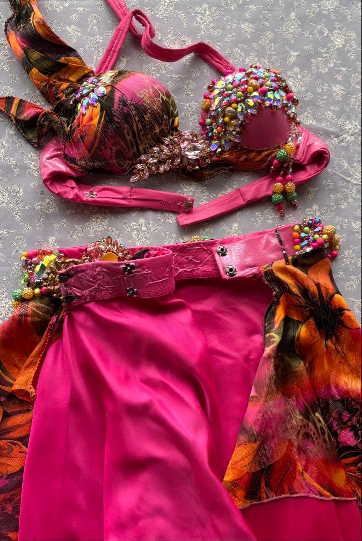 ベリーダンスセットアップ ピンク