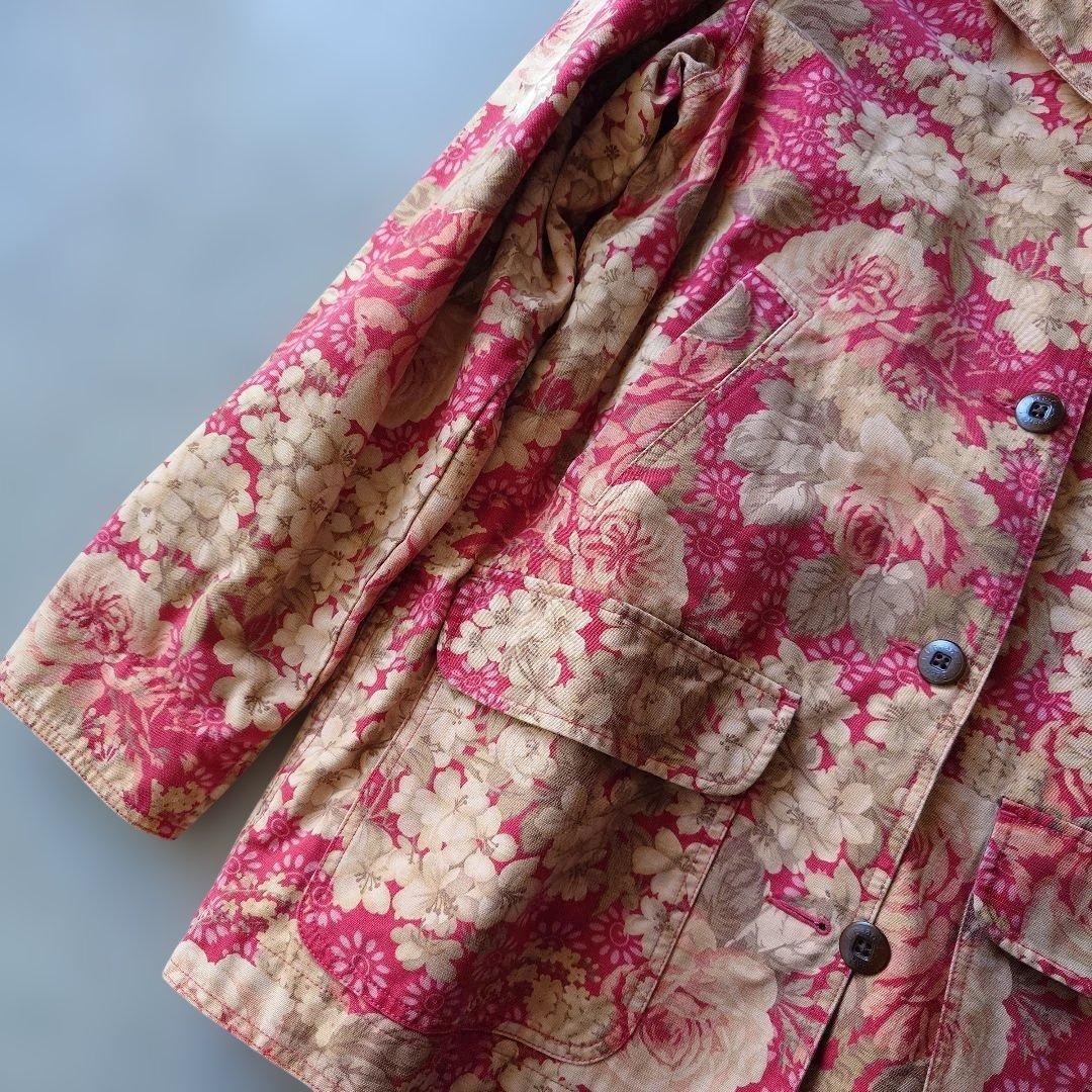 80年代 LLbean ハンティングジャケット 花柄 カバーオール チョア