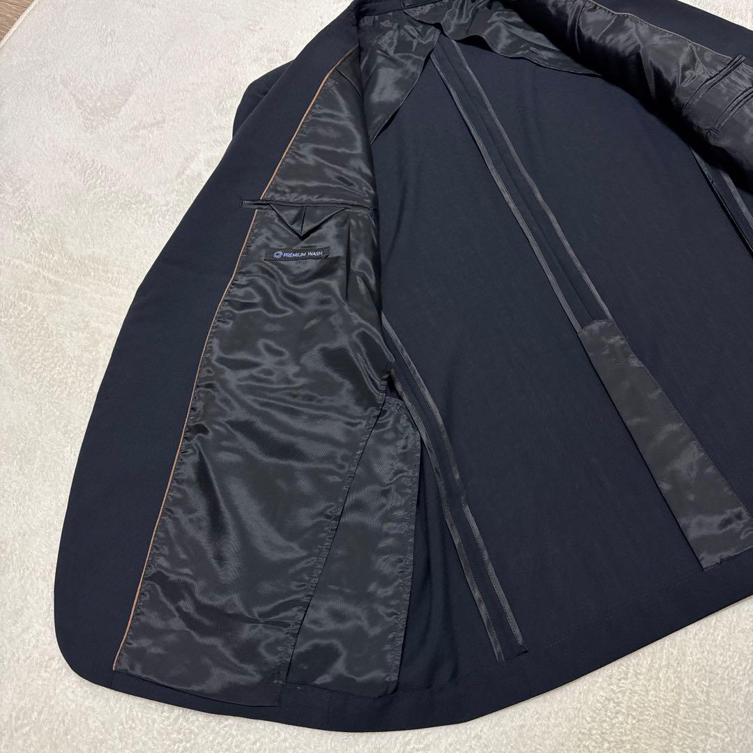 極美品 アオキ セットアップスーツ LES MUES 2B 背抜き 2XL 濃紺