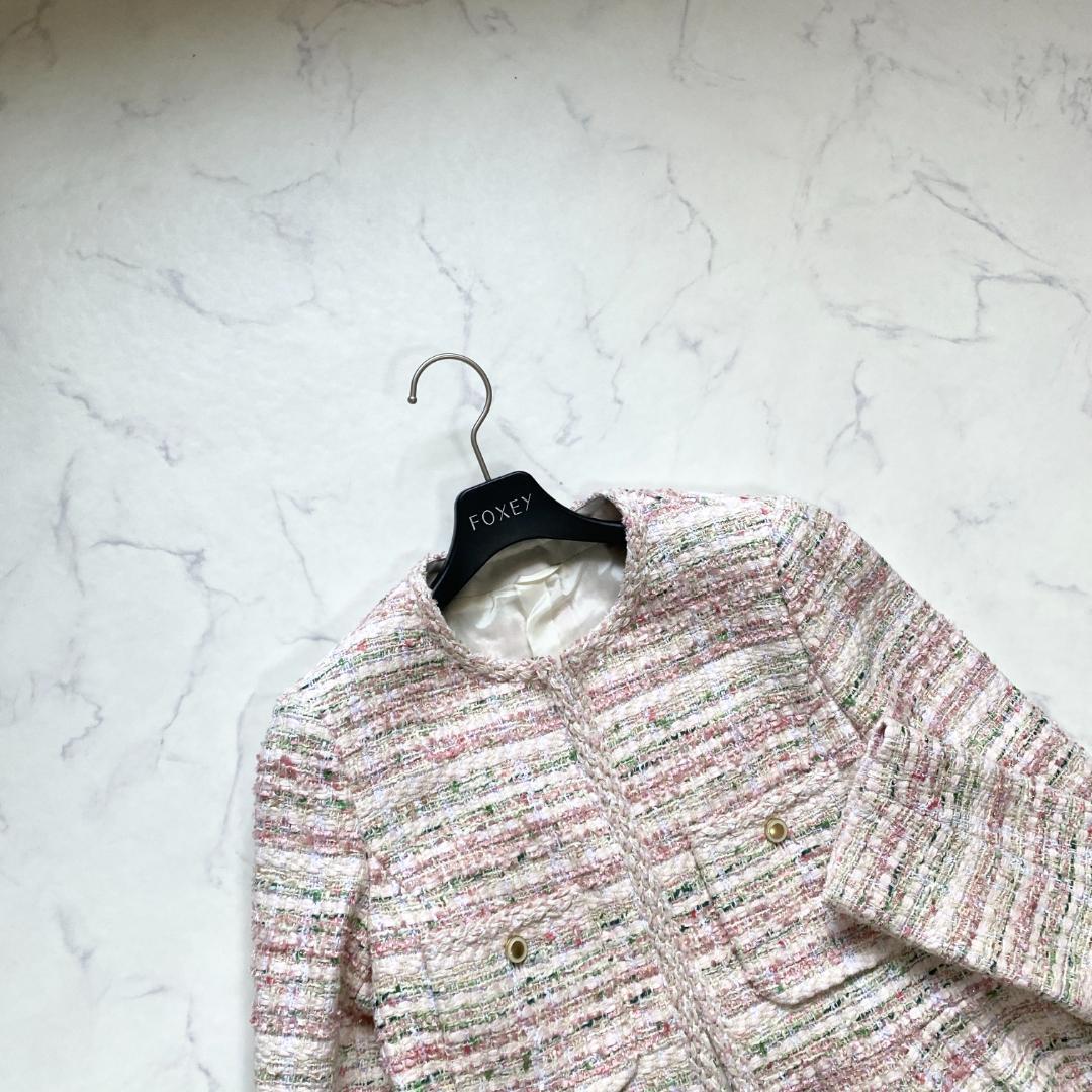 美品✨アナイ ミックスツイード クルーネックジャケット ペプラム 36 22年
