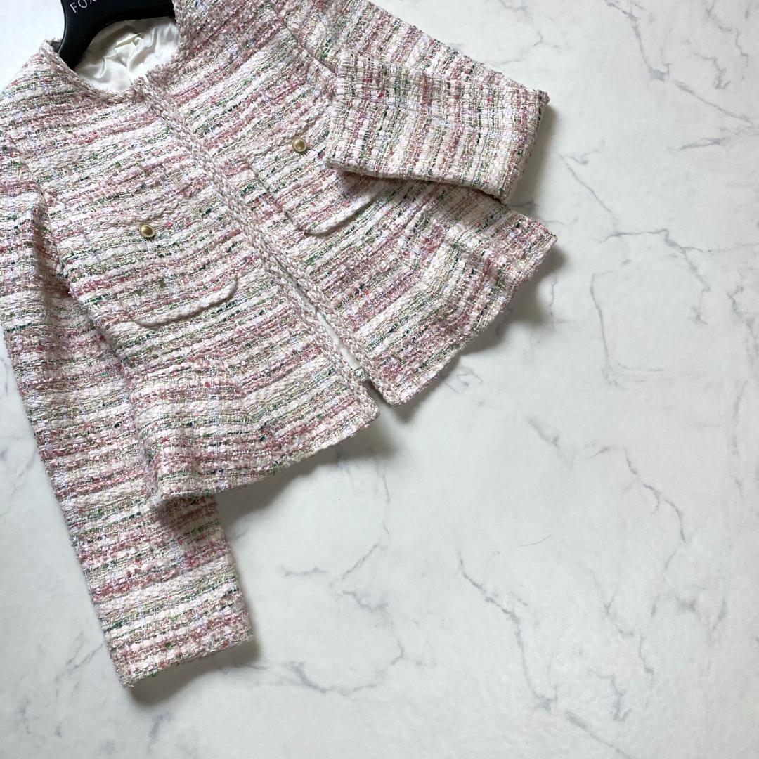 美品✨アナイ ミックスツイード クルーネックジャケット ペプラム 36 22年