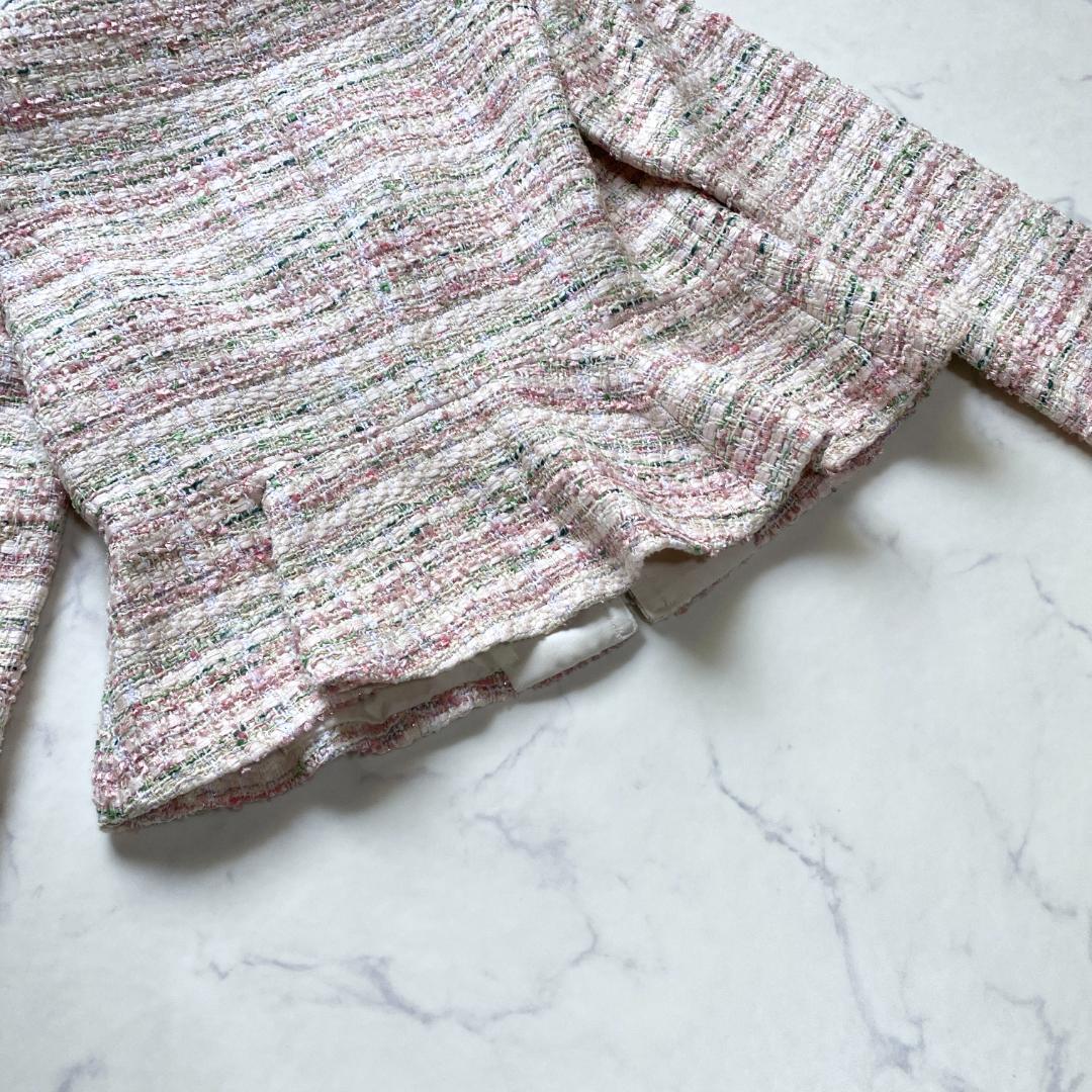 美品✨アナイ ミックスツイード クルーネックジャケット ペプラム 36 22年