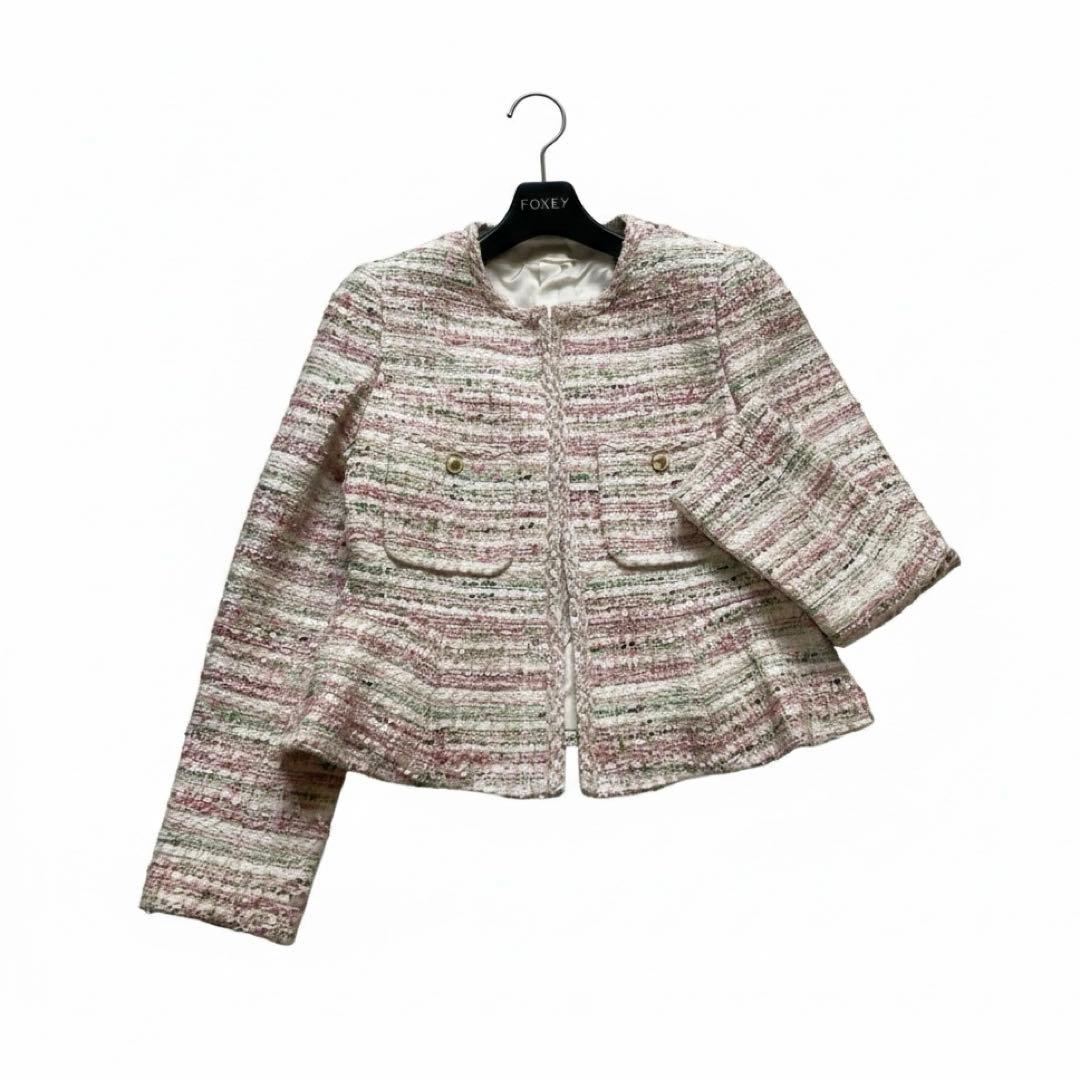 美品✨アナイ ミックスツイード クルーネックジャケット ペプラム 36 22年