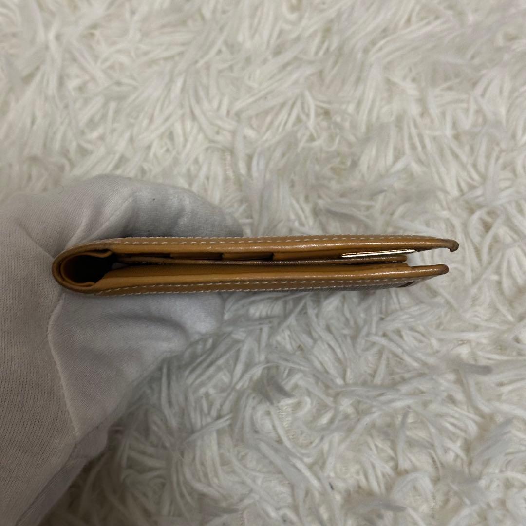 グッチ 二つ折り財布 GG柄 PVC レザー ベージュ コンパクト ゴールドロゴ