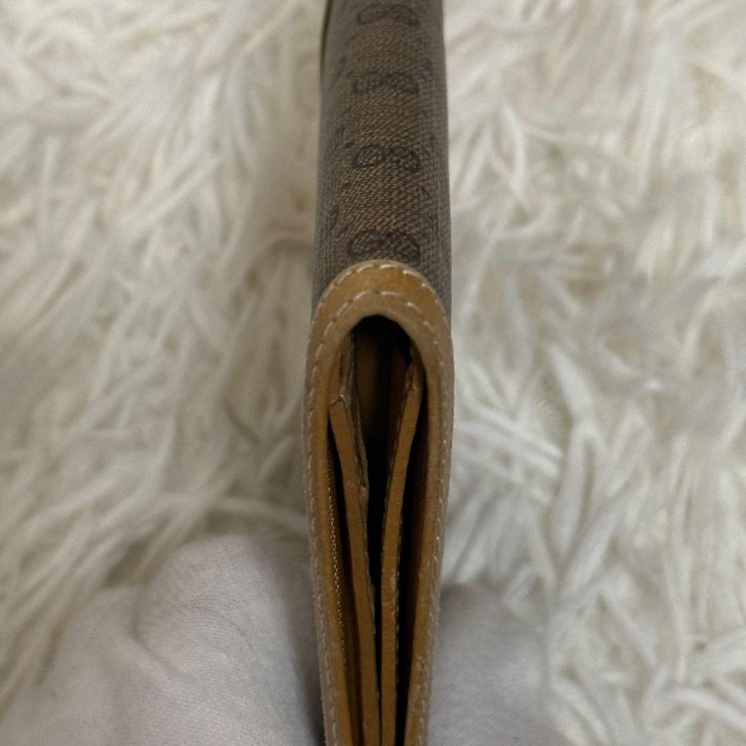 グッチ 二つ折り財布 GG柄 PVC レザー ベージュ コンパクト ゴールドロゴ