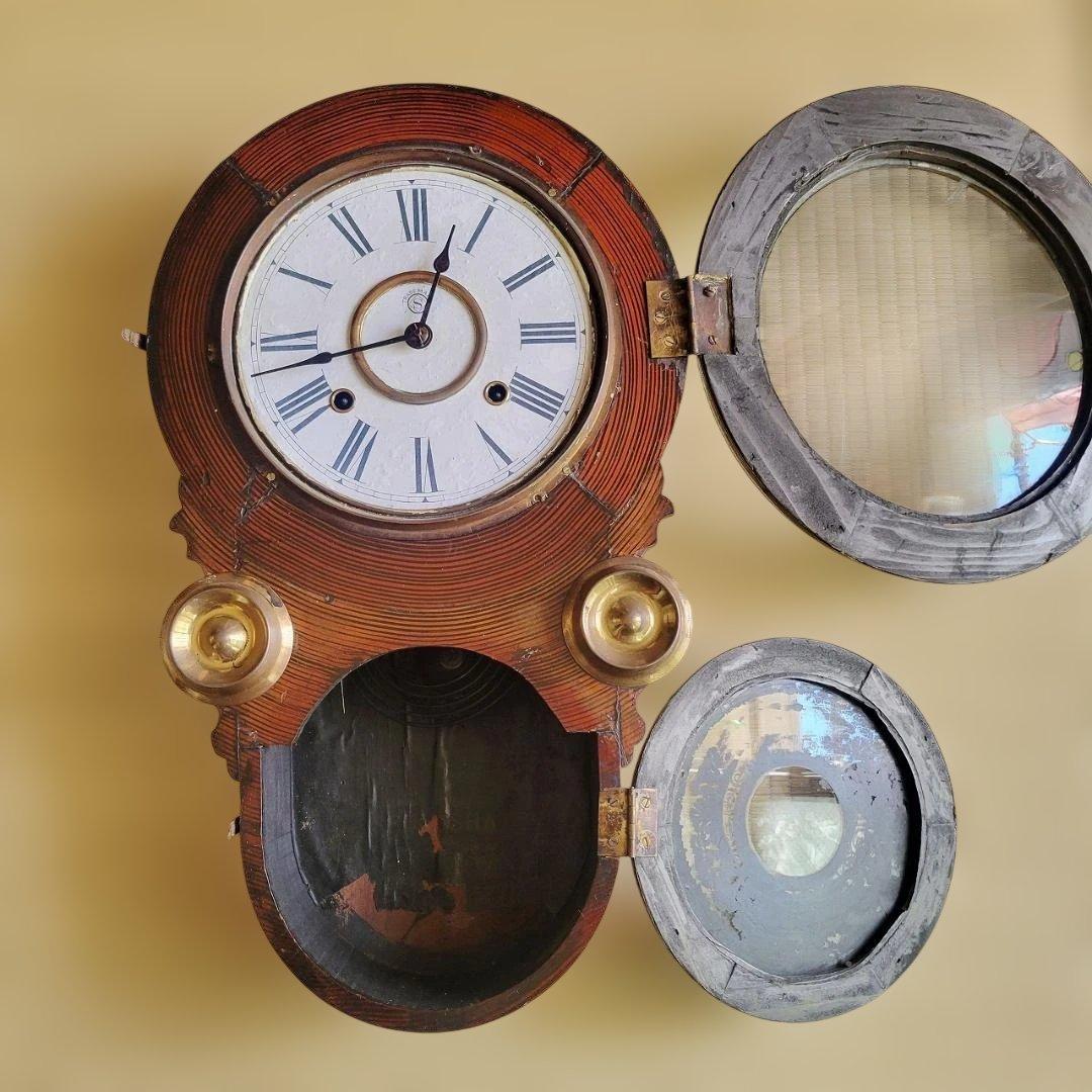 精工舎 掛時計 張り四ツ丸達磨 真鍮枠 明治45年～大正元年頃 ボンボン時計