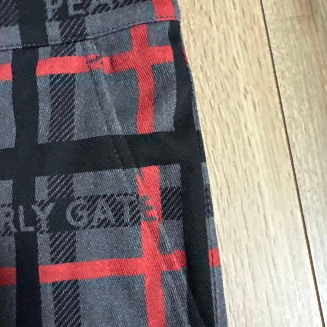 【美品】PEARLY GATES チェック柄パンツ 黒/赤
