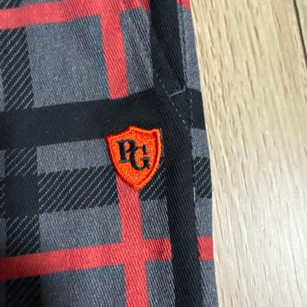 【美品】PEARLY GATES チェック柄パンツ 黒/赤