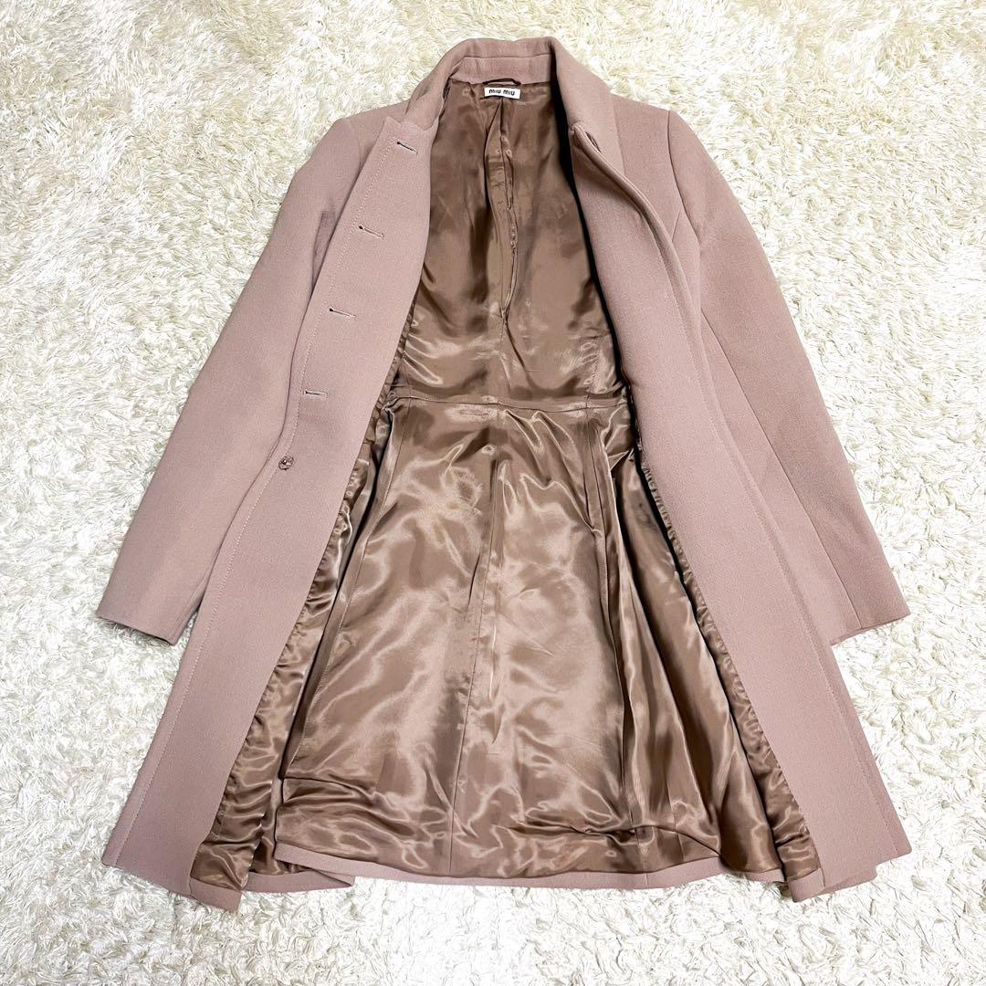 miumiu ベーシックロングコート ワンピースコート ピンクベージュ 38