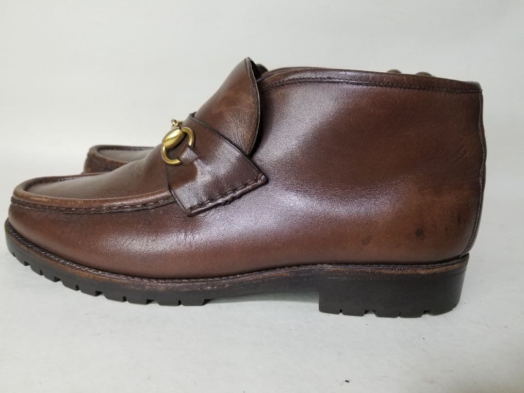 GUCCI グッチ 42 1/2 ホースビット ショートブーツ ブラウン 茶色