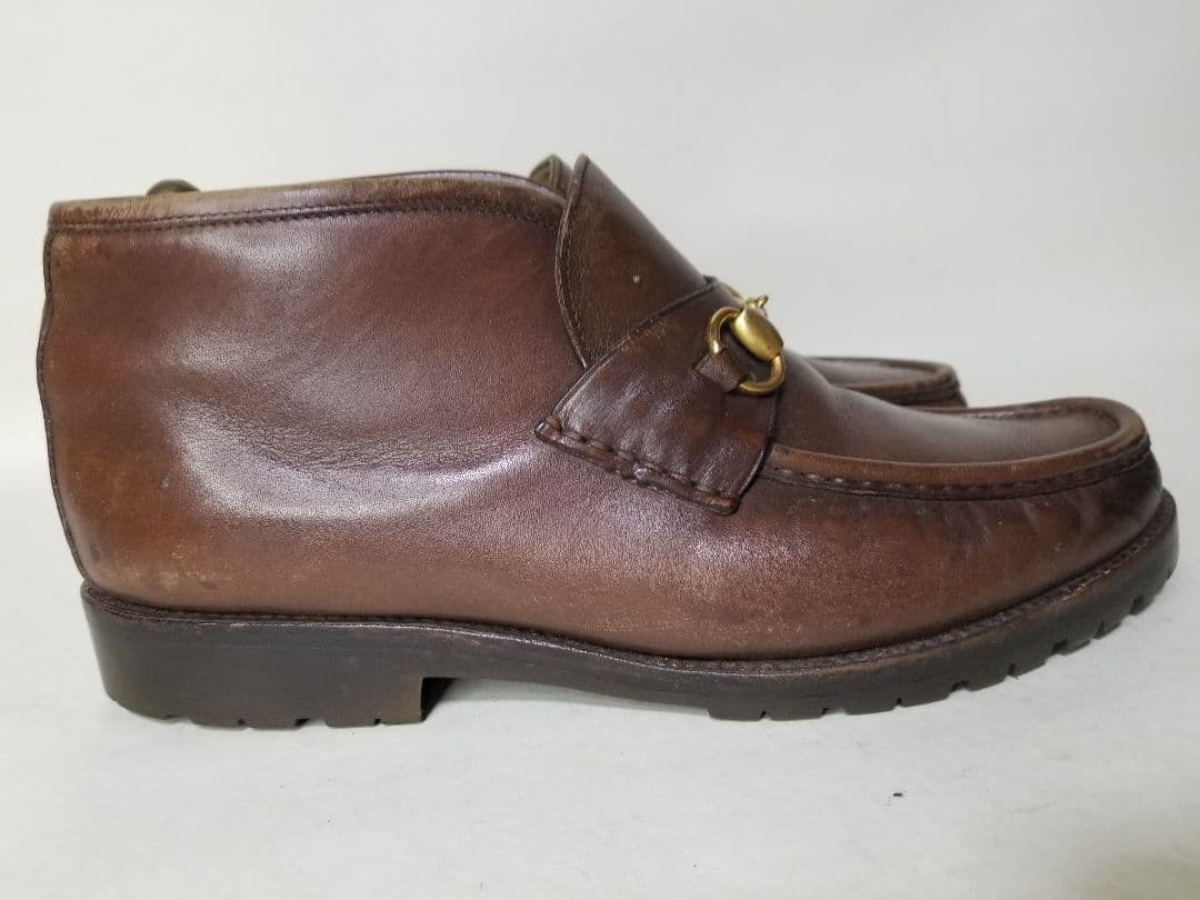 GUCCI グッチ 42 1/2 ホースビット ショートブーツ ブラウン 茶色