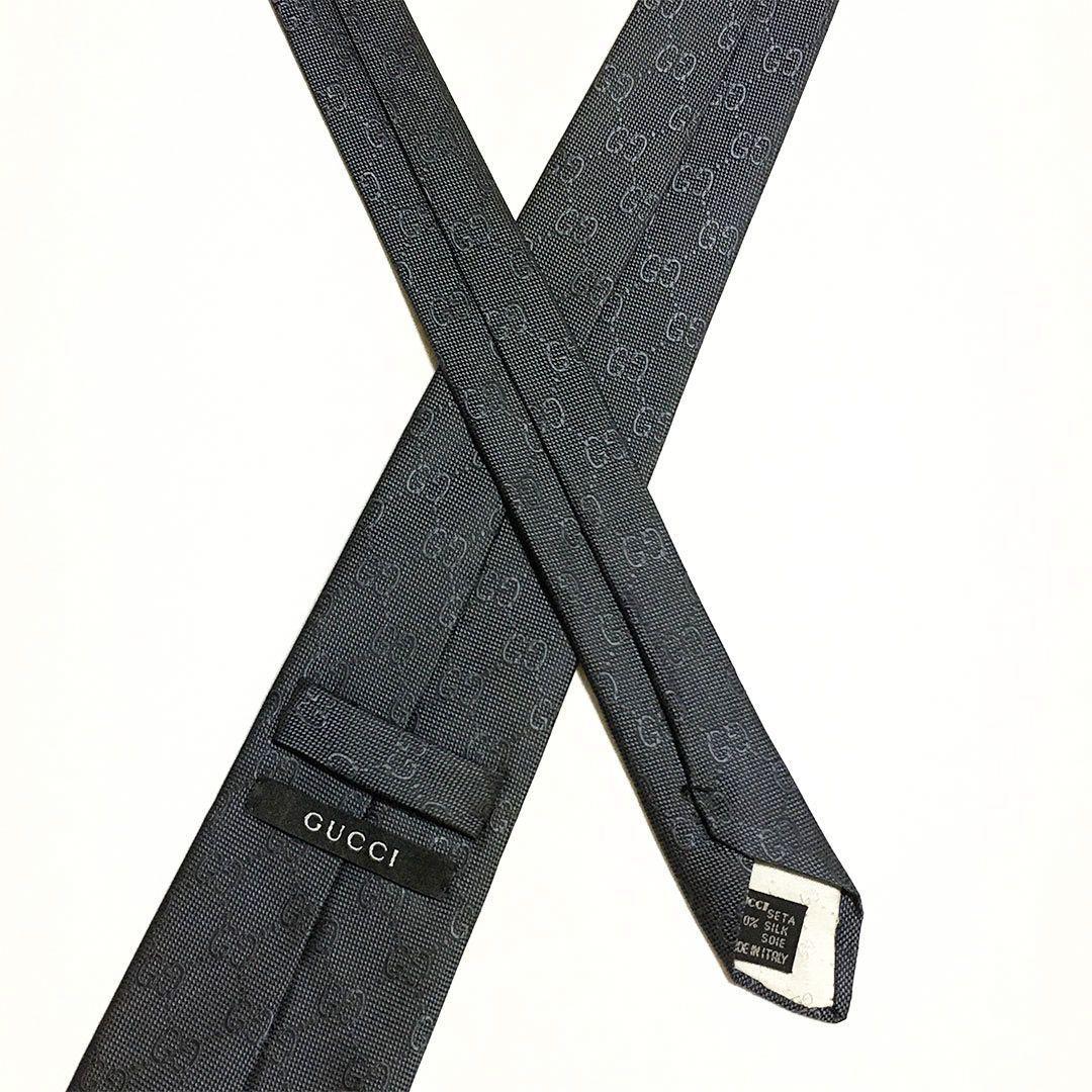 未使用級 グッチ GUCCI ネクタイ シルク GG柄 総柄 ダブルG