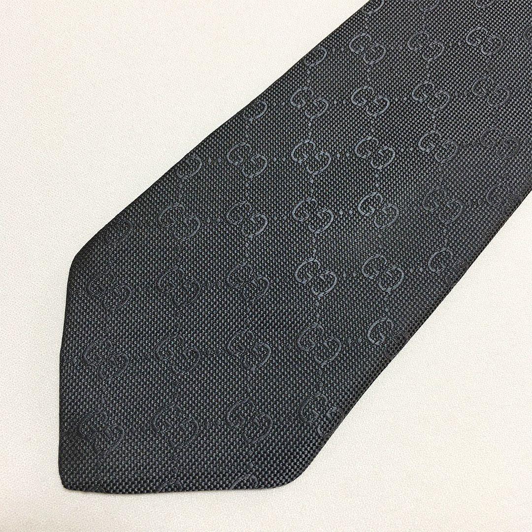未使用級 グッチ GUCCI ネクタイ シルク GG柄 総柄 ダブルG