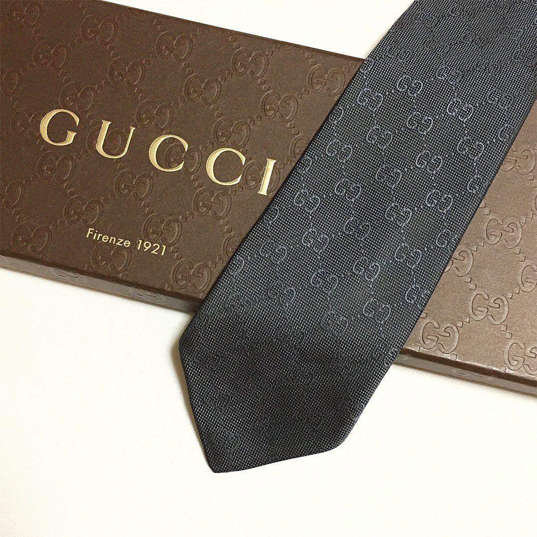 未使用級 グッチ GUCCI ネクタイ シルク GG柄 総柄 ダブルG