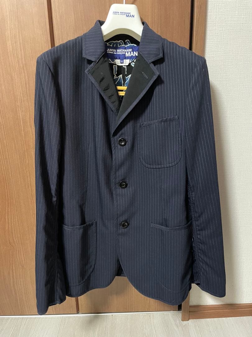 コムデギャルソン　ジュンヤワタナベマン　ジャケット　ネイビー ストライプ　XS
