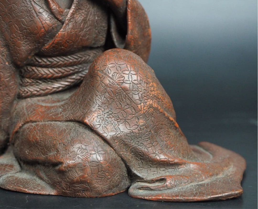 勝俣博送料無料 博物館級　江戸～明治　備前焼　女性像　在銘・木箱付★傑作★