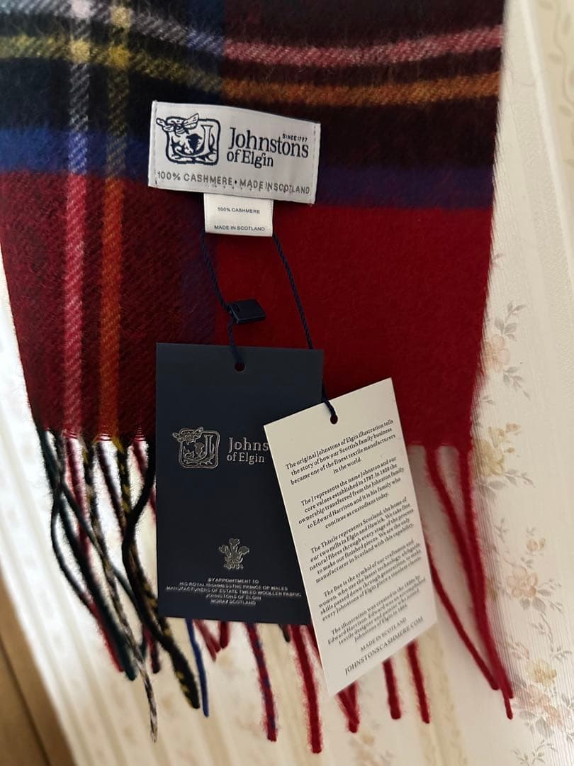 ジョンストンズ カシミア ストール マフラー ロイヤルスチュワート 中判