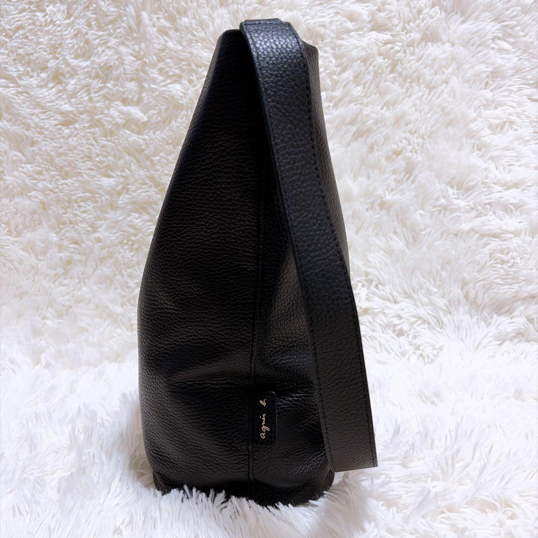 【現行】agnes b. アニエスベー ワンショルダーバッグ シボ革 メタルロゴ