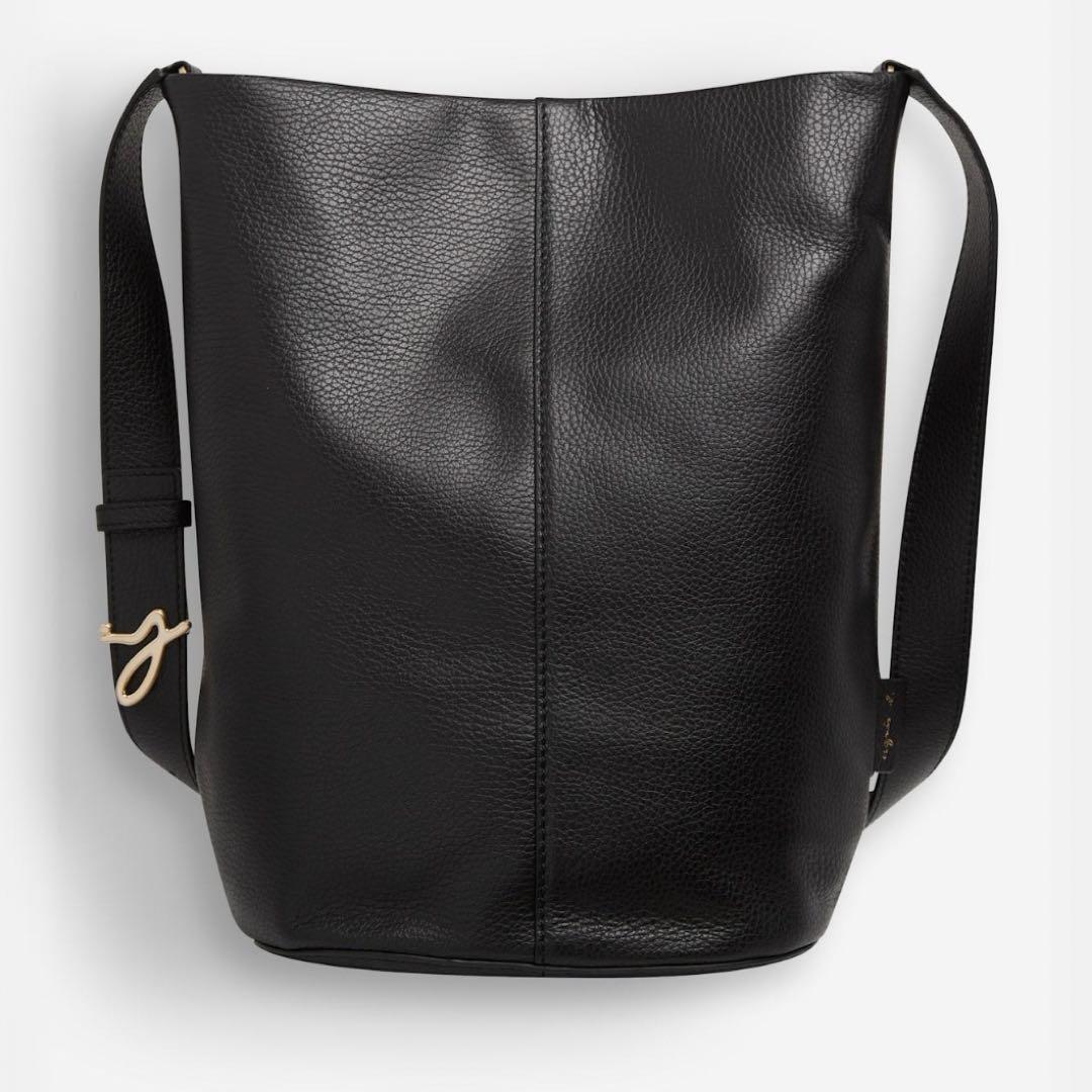 【現行】agnes b. アニエスベー ワンショルダーバッグ シボ革 メタルロゴ