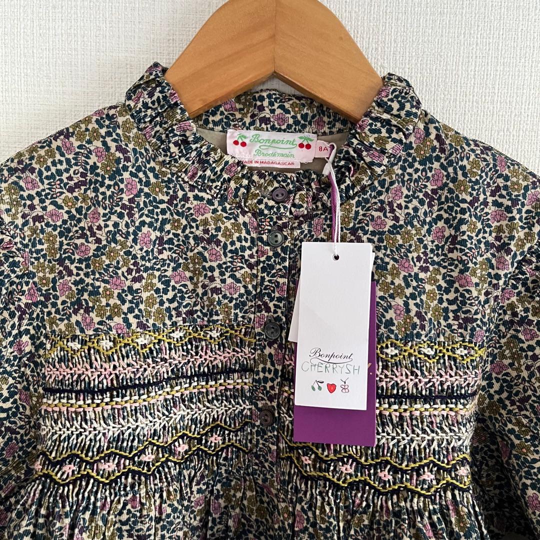 【未使用タグ付き】bonpointスモッキングワンピース　8A