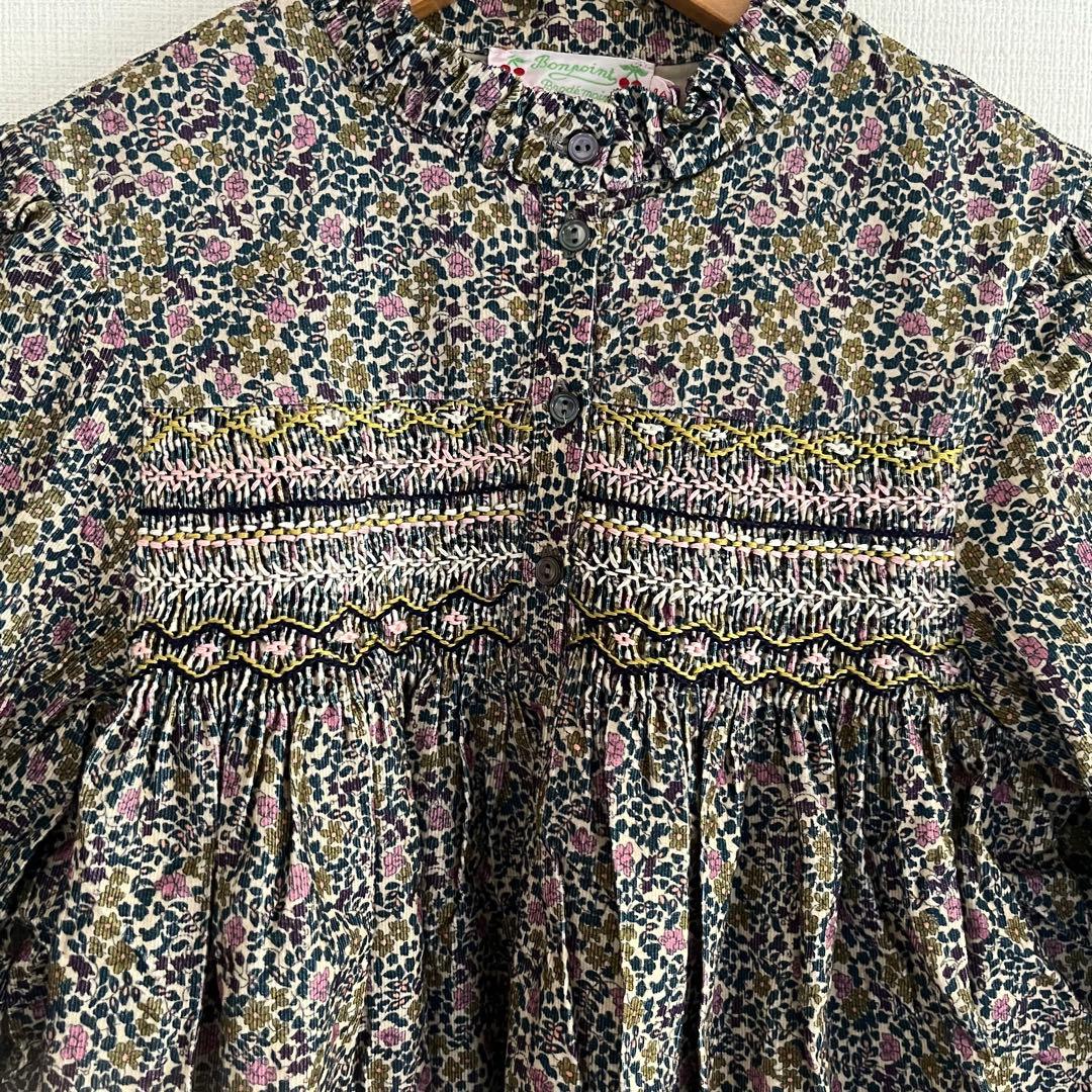 【未使用タグ付き】bonpointスモッキングワンピース　8A