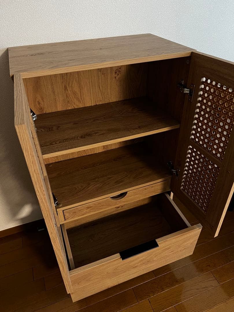 LOWYA ロウヤ　ラタン調　ハイチェストキャビネット　棚　ハイキャビネット