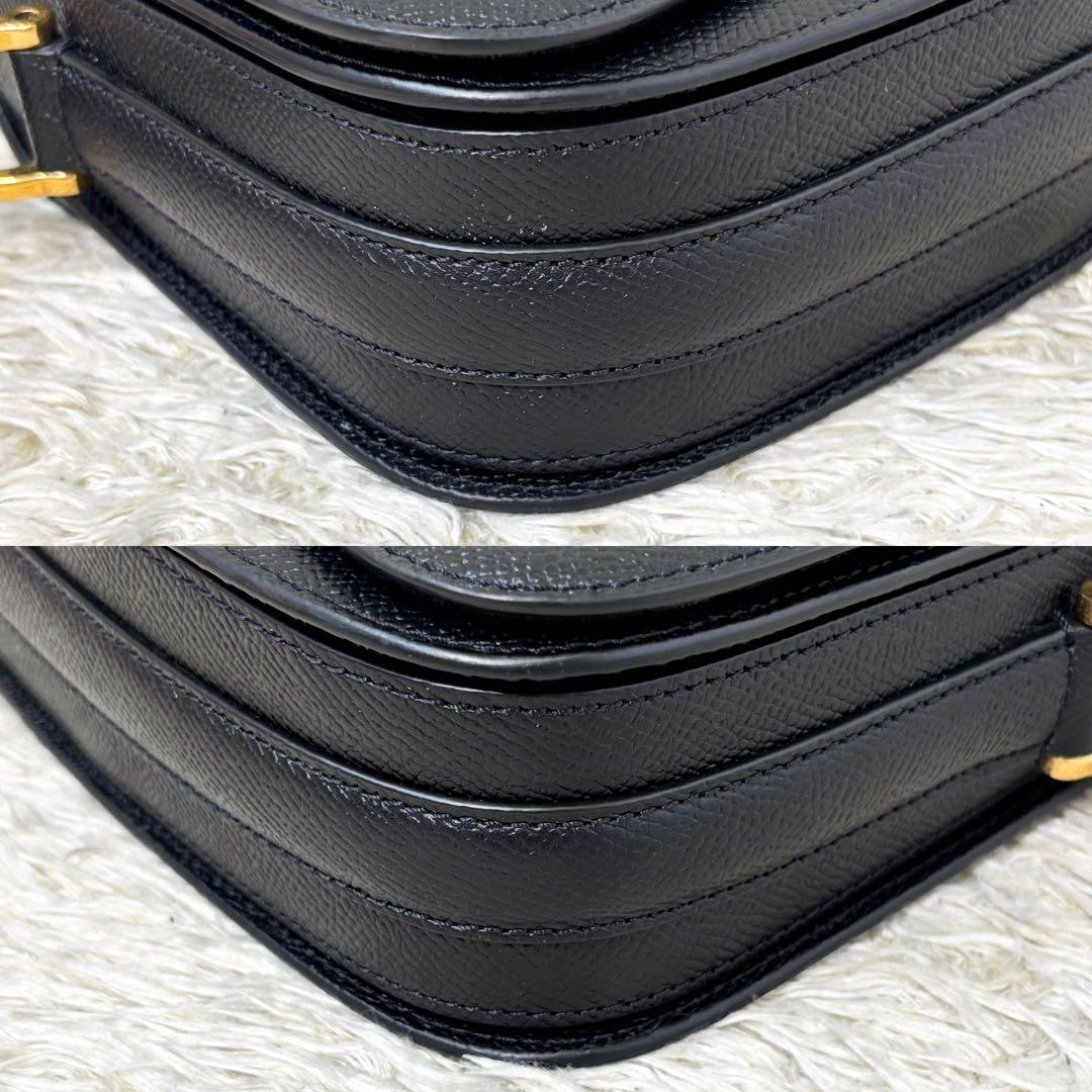 【極美品】アミパリス グレインレザー ショルダーバッグ ブラック 黒