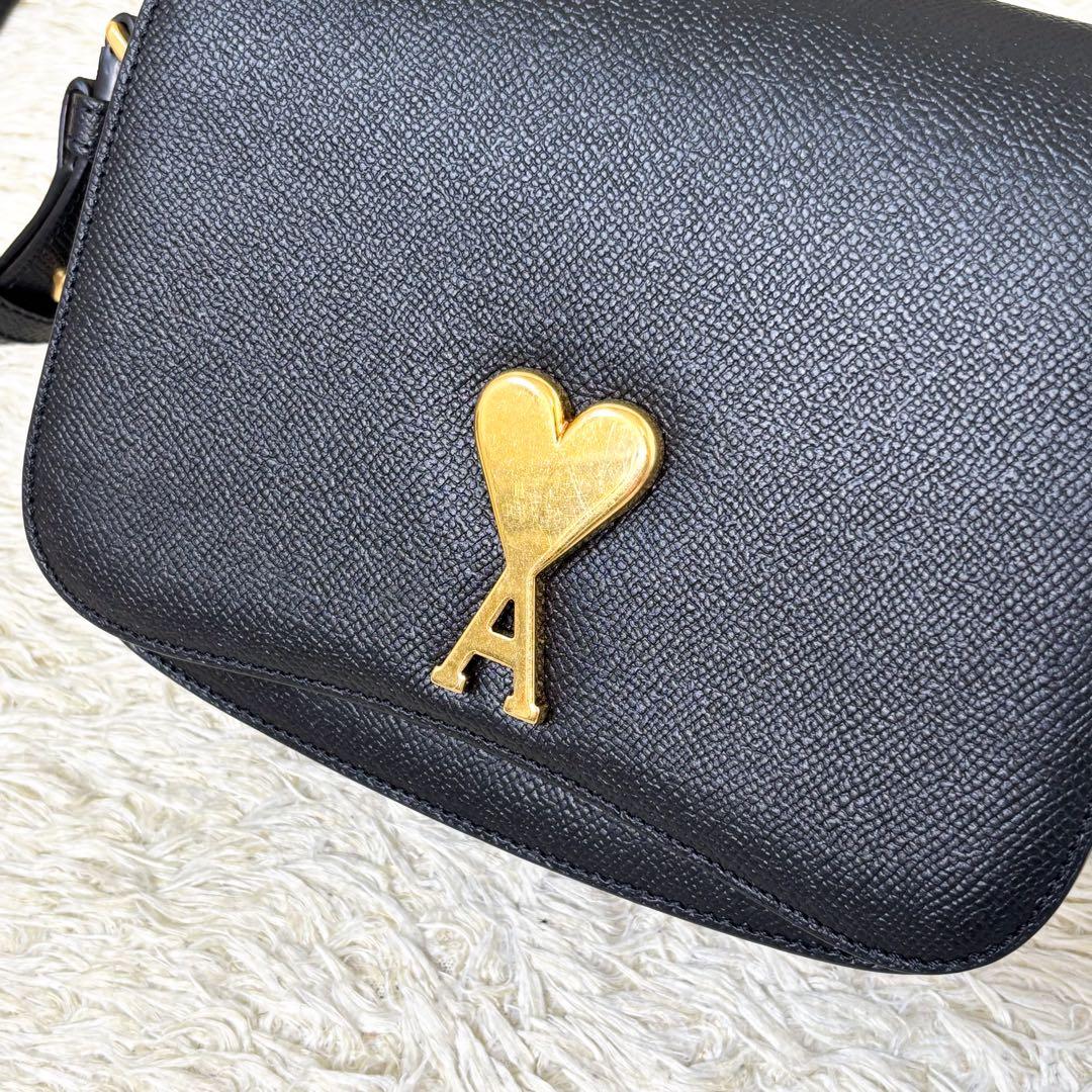 【極美品】アミパリス グレインレザー ショルダーバッグ ブラック 黒