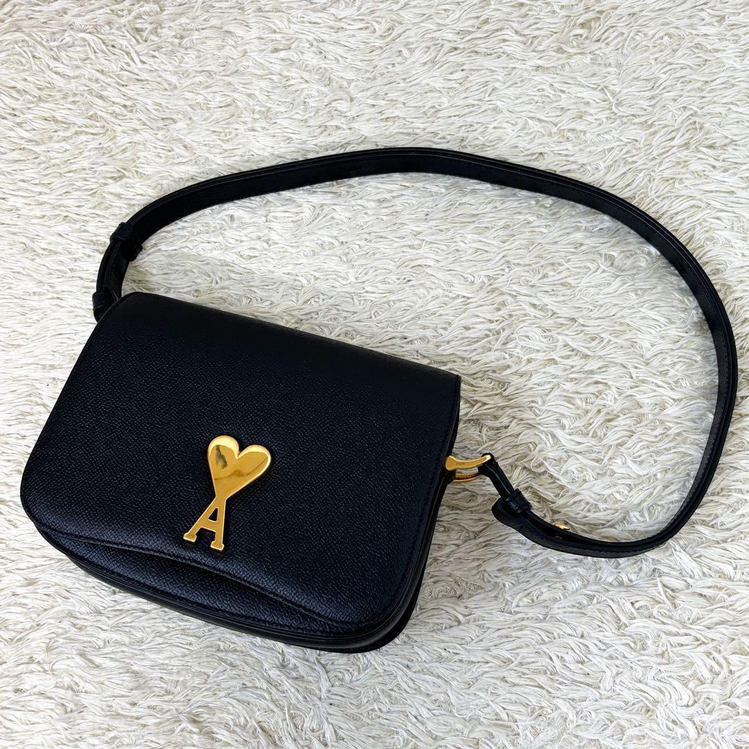 【極美品】アミパリス グレインレザー ショルダーバッグ ブラック 黒