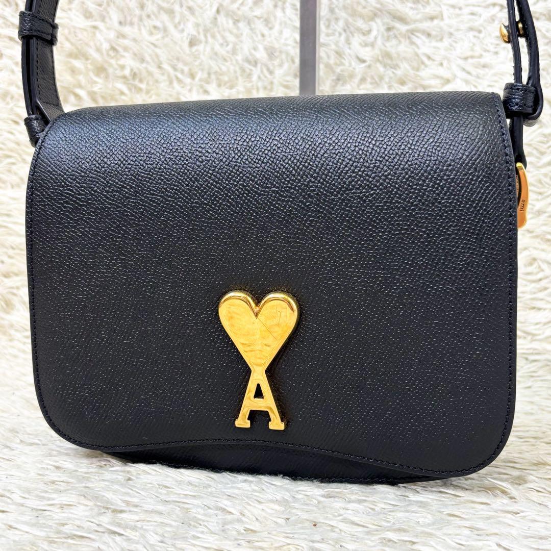 【極美品】アミパリス グレインレザー ショルダーバッグ ブラック 黒