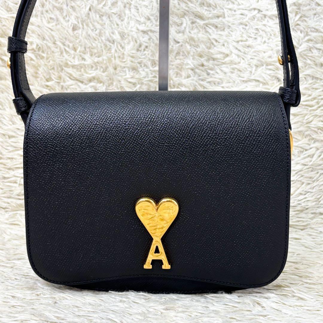 【極美品】アミパリス グレインレザー ショルダーバッグ ブラック 黒