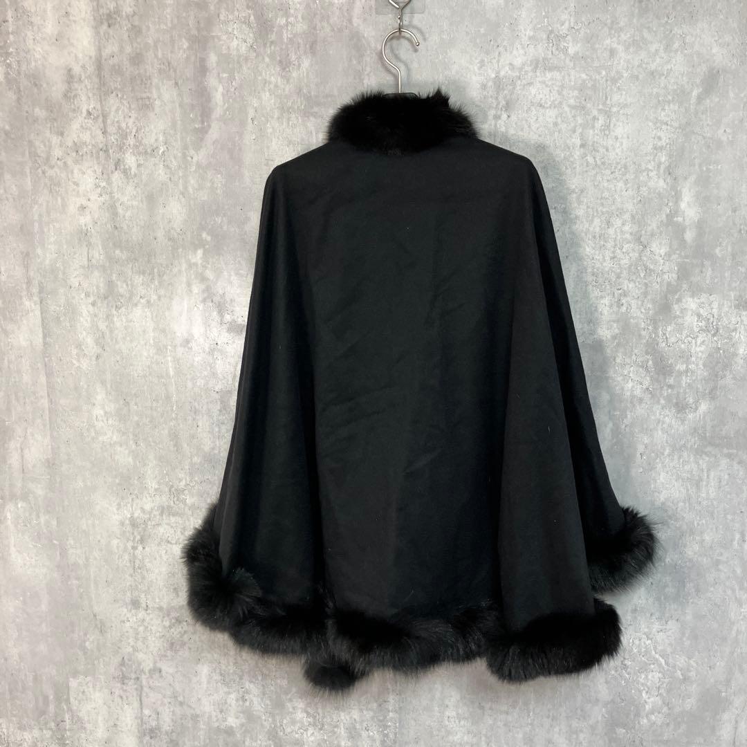 高級 カシミヤ100% ポンチョ ケープコート