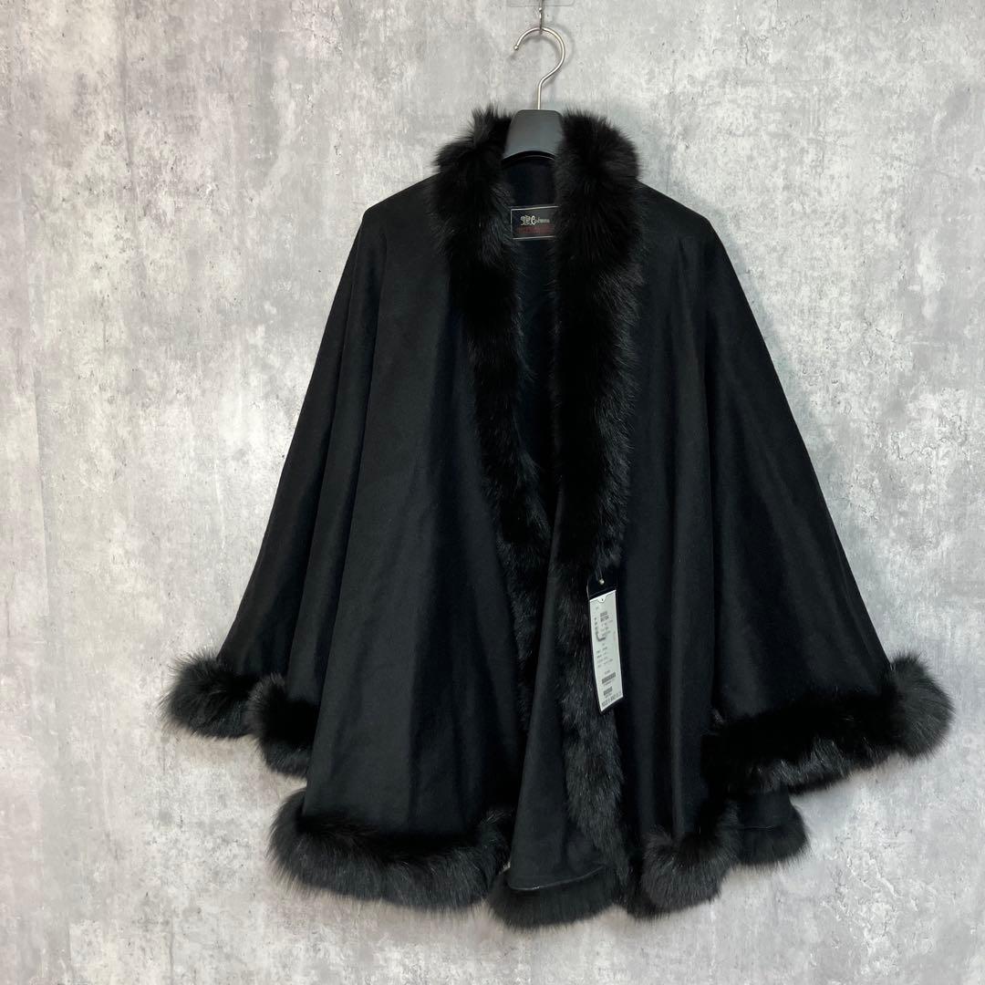 高級 カシミヤ100% ポンチョ ケープコート