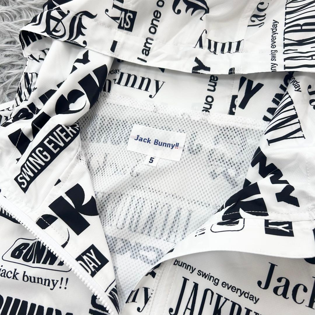 新品　ジャックバニー　ジャケット　ブルゾン　フーディ　総柄　ホワイト　サイズ5