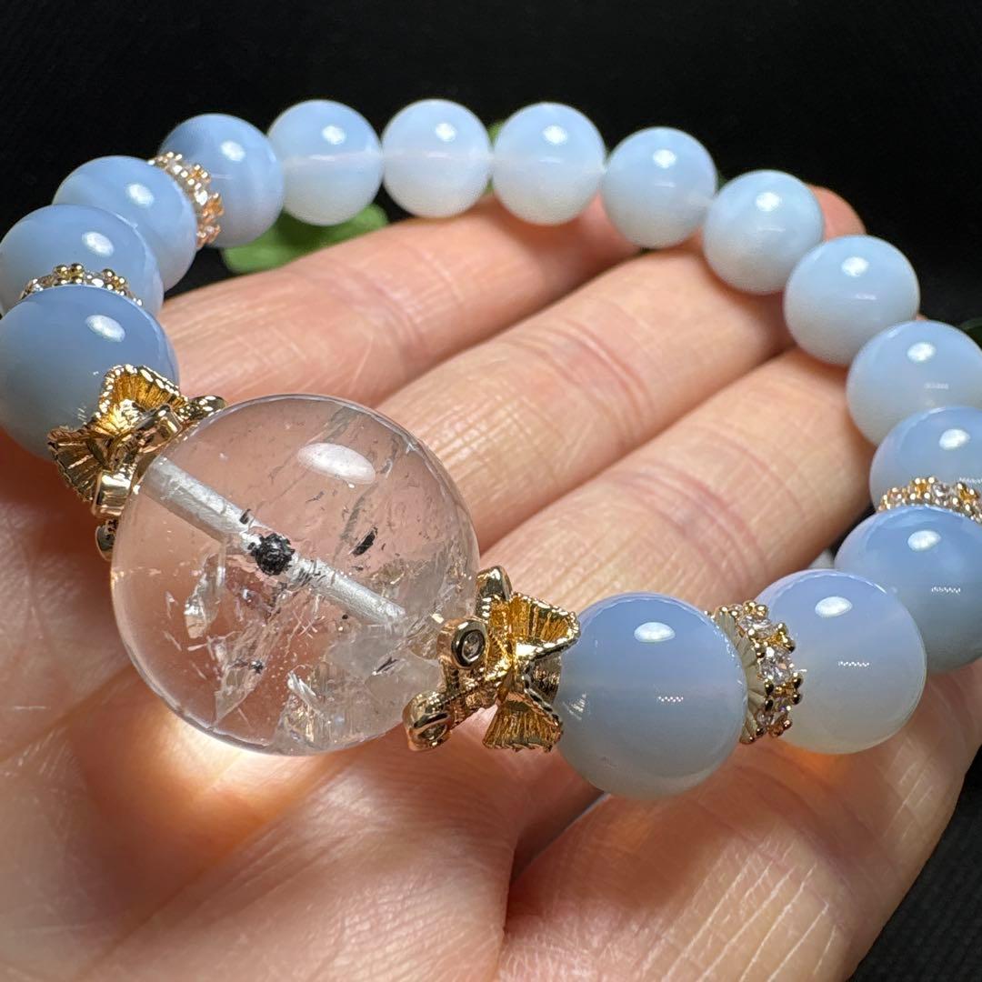 水入水晶　虹　ブルーオパール　ブレスレット