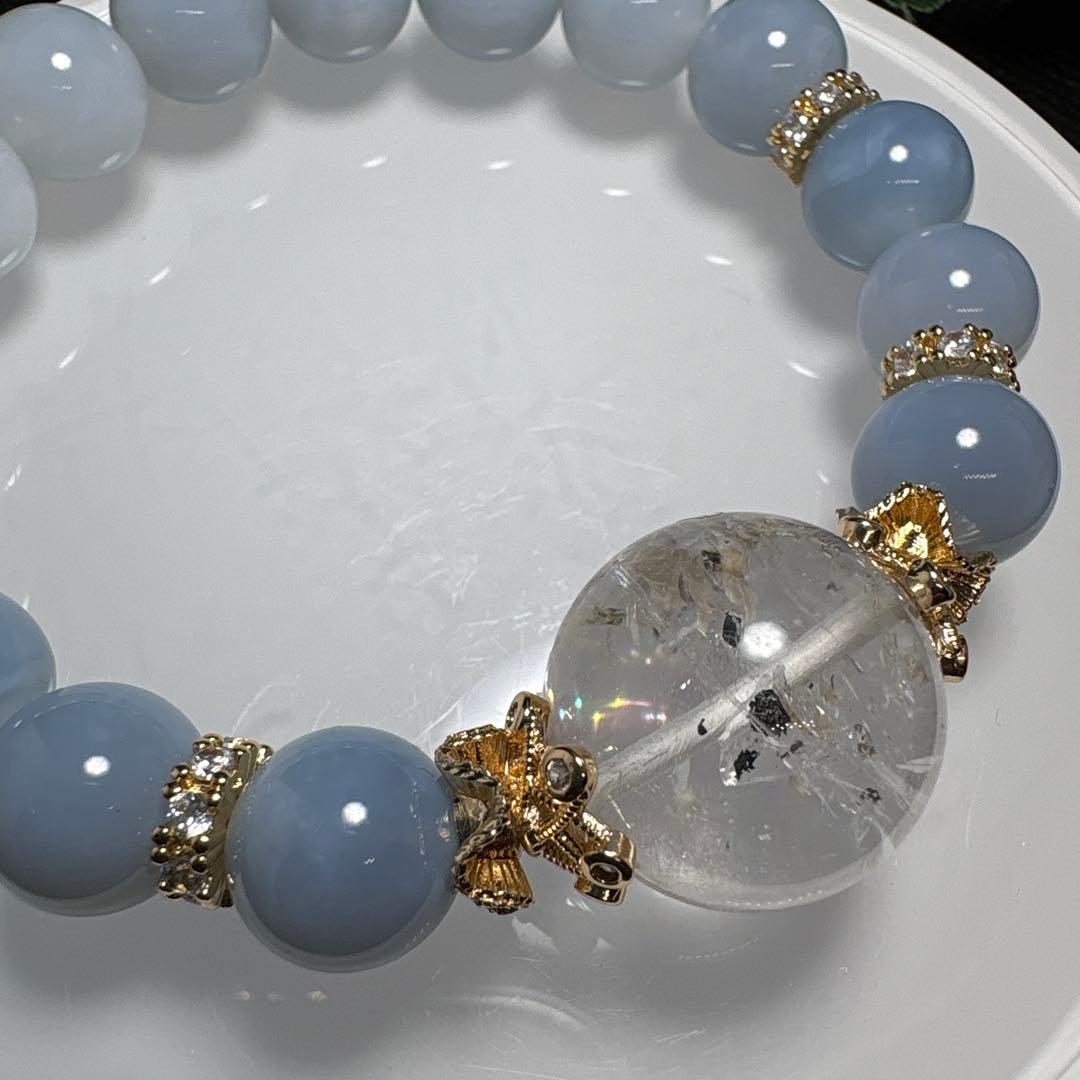 水入水晶　虹　ブルーオパール　ブレスレット