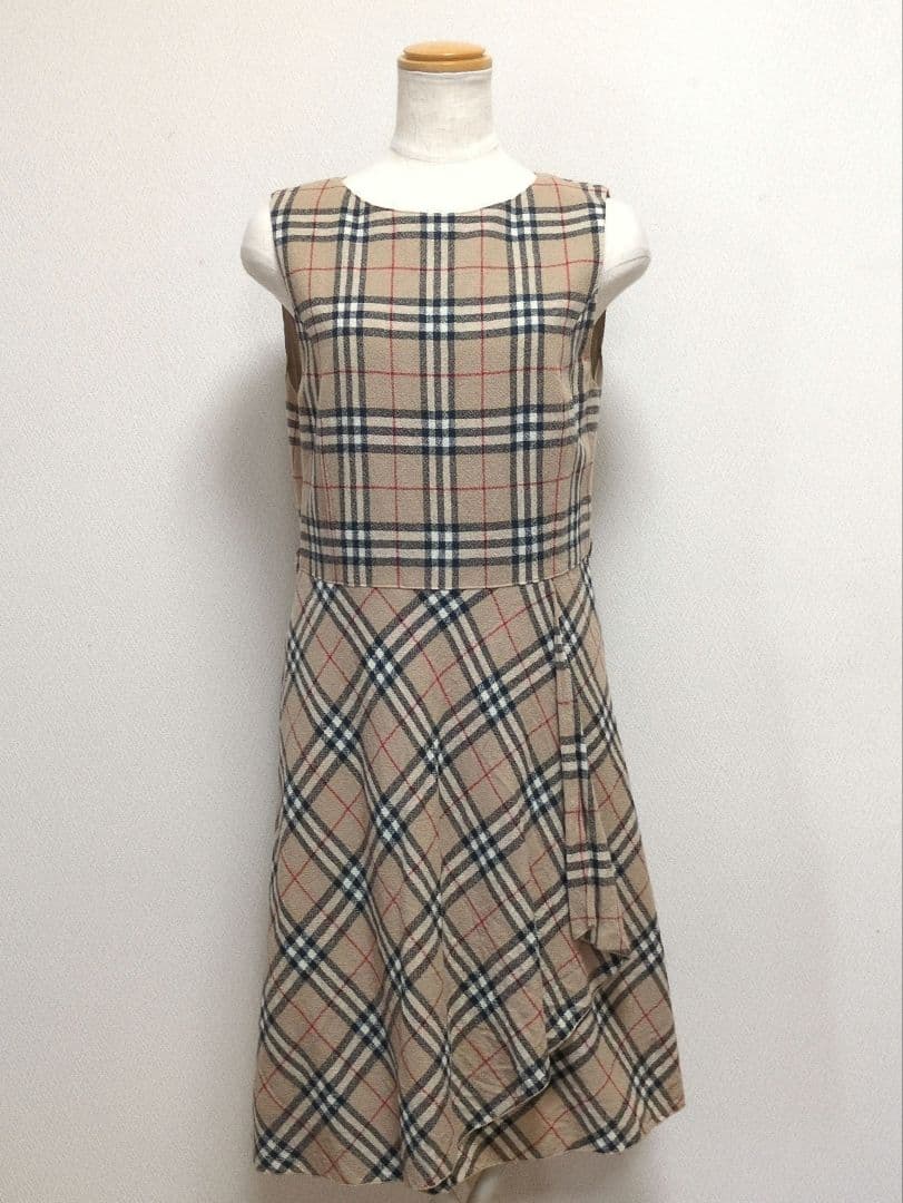 バーバリーロンドン ノバチェック ベージュ ノースリーブ ワンピース ひざ丈
