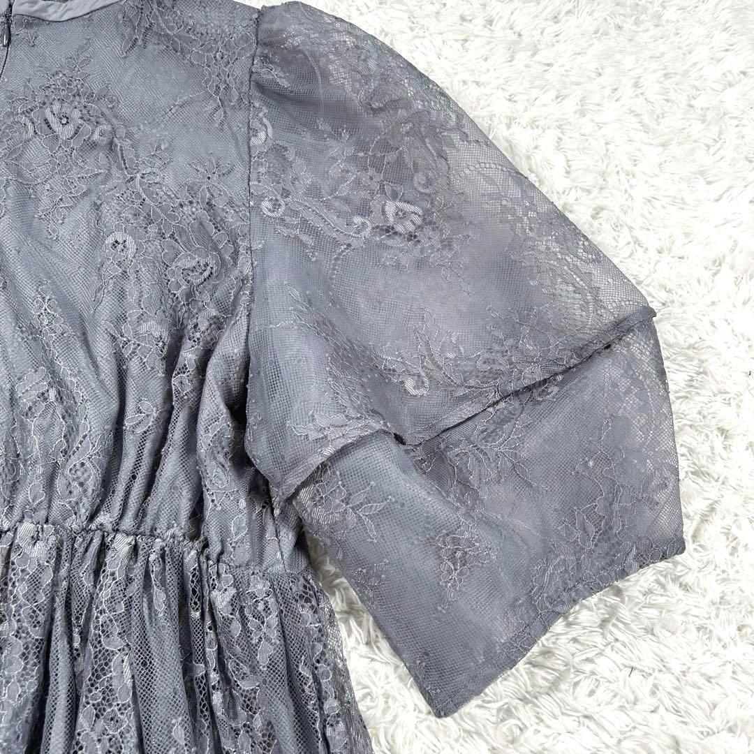 【新品】　GIRL　ランタンスリーブ　ロングワンピース　ドレス　ブルーグレー　L