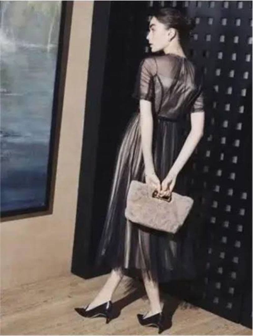 CELFORD チュールギャザー ワンピース