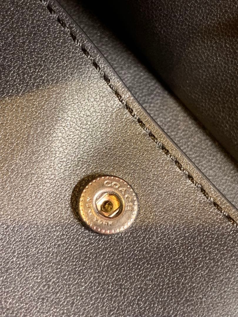 【美品】COACH ブラックレザー 二つ折り財布